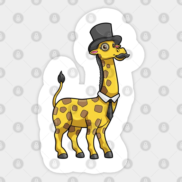 Giraffe as Gentleman with Hat, Tie and Mustache Sticker by Markus Schnabel